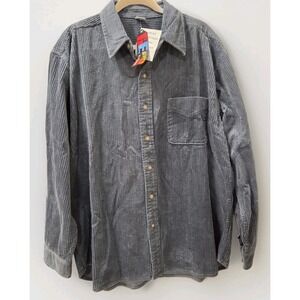 Vintage Marlboro HEAD Corduroy Oversized Shirt Blue Gray Large 90s Deadstock